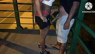 Wife Having Sensual Sex On Street With Well-Endowed Man!