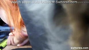 An amateur redhead street whore in Ukraine enjoys sucking cock outdoors every day.