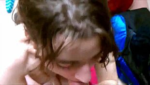 young girl receives cum facial from blowjob