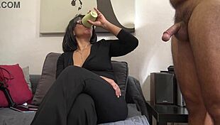 Stepmother shocked by stepsons big dick in public outdoor setting