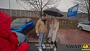 Swap4k couple swaps blonde wife for first-time cuckold banging on sofa