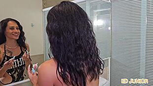 Behind the scenes! The beautiful Brazilian prostitute who loves riding and licking cock in anal action!