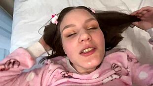 Stepdad fucks hard and cums inside beautiful not daughter
