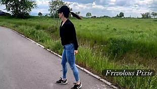 public pissing blooper gets busted by passing cars during timing fail