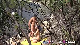 Outdoor Fun Noa Bangs a Guy She Dates Next to the Lake