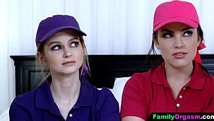 familyorgasm with competitive men burning out stepdaughters hard