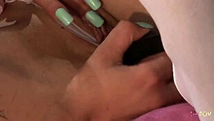 How did the lesbo brunettes get off? By tapping on their pussies while fucking on the bed!