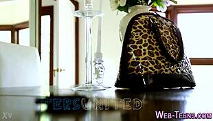 Uniformed teen undresses in lesbian upskirt action