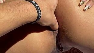 Redhead young girl takes anal with cum inside