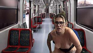 Inside The Public Train In The Capital, I Hooked Up And Fucked The Hot Secretary Coming From Her Work With Natural Tits And Big Cock