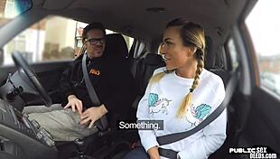 Busty Milf Gets Naughty in Public Driving Lesson