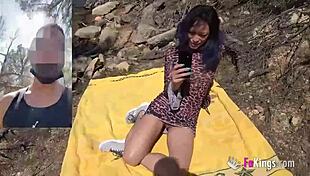 Outdoor Fun Noa Bangs a Guy She Dates Next to the Lake
