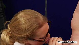 Nasty Stunner Sucks In Blowbang Bukkake Facial