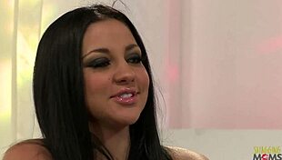 Model with big boobs gets fucked on the white sofa in riding, doggystyle, and blowjob.