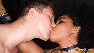 Brunette Babe With Hefty Hairy Beaver Enjoys Interracial Couple Session