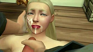 Sticky cum footjob and blowjob with close-up squirting