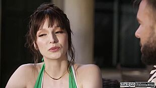 Boy assists stepmom with oral care.