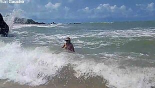 Yuri gaucho couple paradise hot wife shows everything on nudist beach, guys go crazy