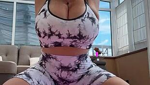 Doing yoga big natural saggy tits hard nipples