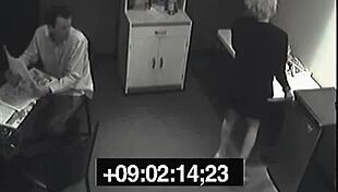 slut pisses in rival's lunch at office break