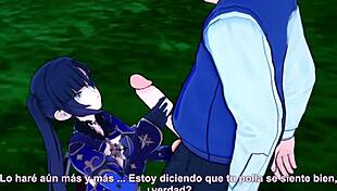 mona from genshin impact loses virginity in sex park