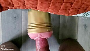 Subtle bedroom foreplay with moaning handjob on cock