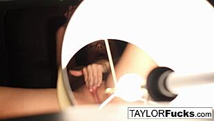 Brunette pornstar Taylor Vixen masturbates pussy in hotel room, nude with big tits