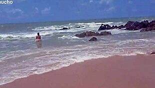 Yuri gaucho couple paradise hot wife shows everything on nudist beach, guys go crazy