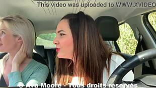 Hey, lucky guy gets sucked by two girls on the roadside!