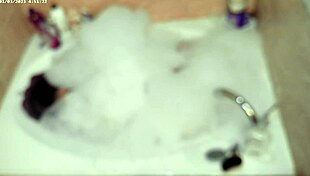 Solo Bubble Bathing Boy Enjoys Steamy Bathroom Moment
