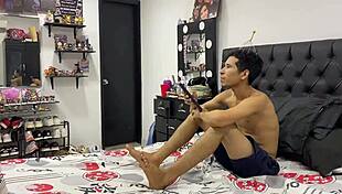 Watching movies with stepbrother, feeling scared until he caresses and fucks me