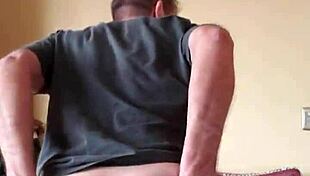 Pervy guy slaps his boner then loses control and cums everywhere