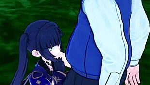 mona from genshin impact loses virginity in sex park