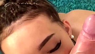 petite brunette teen rims and deepthroats for messy cum on face