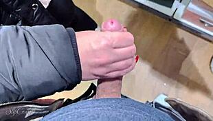 Handjob With Lots Of Spit In Store So Risky