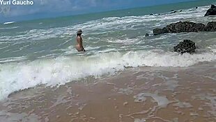 Yuri gaucho couple paradise hot wife shows everything on nudist beach, guys go crazy