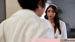 this teen plays doctor and nurse with stepmother in uniform roleplay, getting oral and blowjob in ffm group.