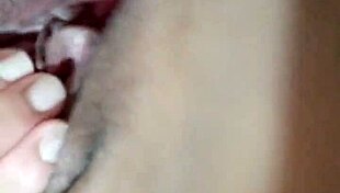 Chubby Brazilian cleans vibrator and orgasms