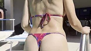 sexy milf gets fucked and blown by the pool