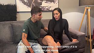 Married milf hires big-cocked prostitute and fucks him passionately in front of her cuckold husband at home.