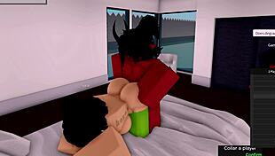 Demon intensely fucks roblox hoe while girlfriend watches