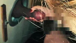 Boldly sucked well-endowed guy in glory hole, he came in mouth