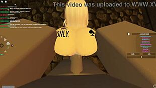 Blonde slut in anal doggystyle on Roblox