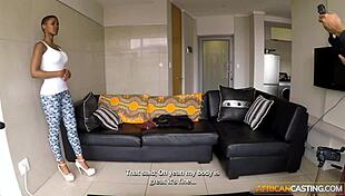 Gorgeous big tits African hottie fucks agent