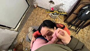 step mom surprises step son with a blowjob, he cums in her mouth