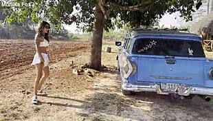 Shameless Monika Fox Pissing Outdoors With Naked Tits