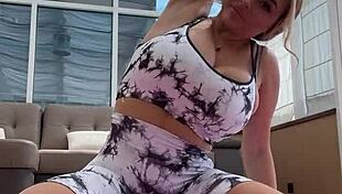 Doing yoga big natural saggy tits hard nipples