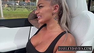 blonde bombshell hayley davies gets wild with uber driver in public.