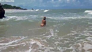 Yuri gaucho couple paradise hot wife shows everything on nudist beach, guys go crazy