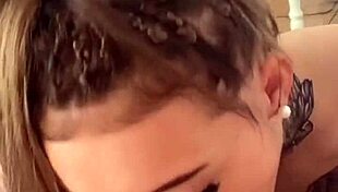 petite brunette teen rims and deepthroats for messy cum on face